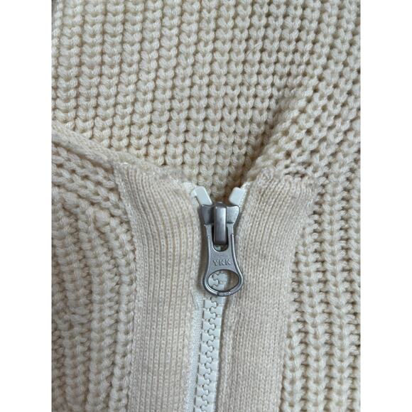Athleta Asymmetrical Zip Sweater Merion Wool Cream Cozy Warm Size Small - Picture 6 of 10